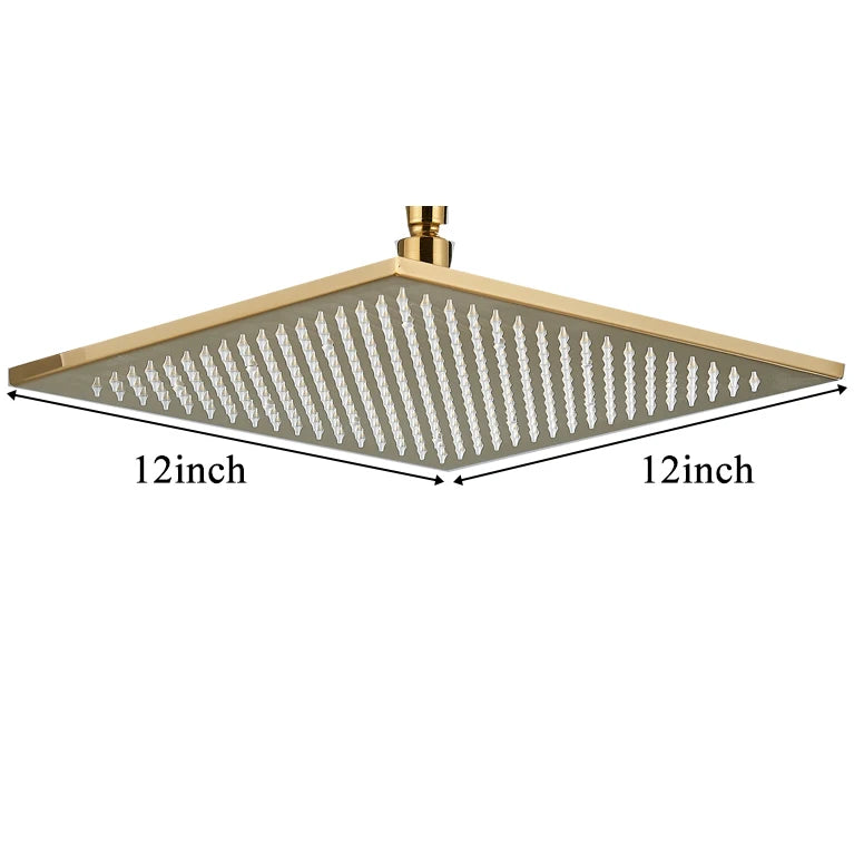 Bathroom LED Thickened Brass Head Shower Square