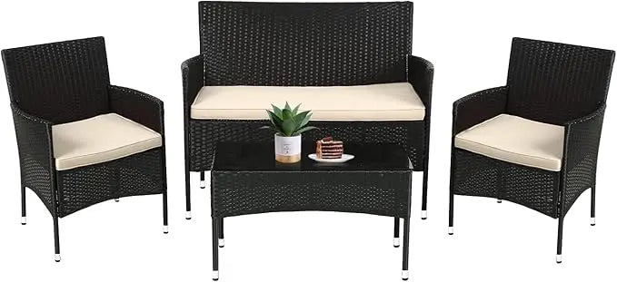 Patio Furniture Set 4 Pieces Outdoor Rattan Chair Wicker Sofa