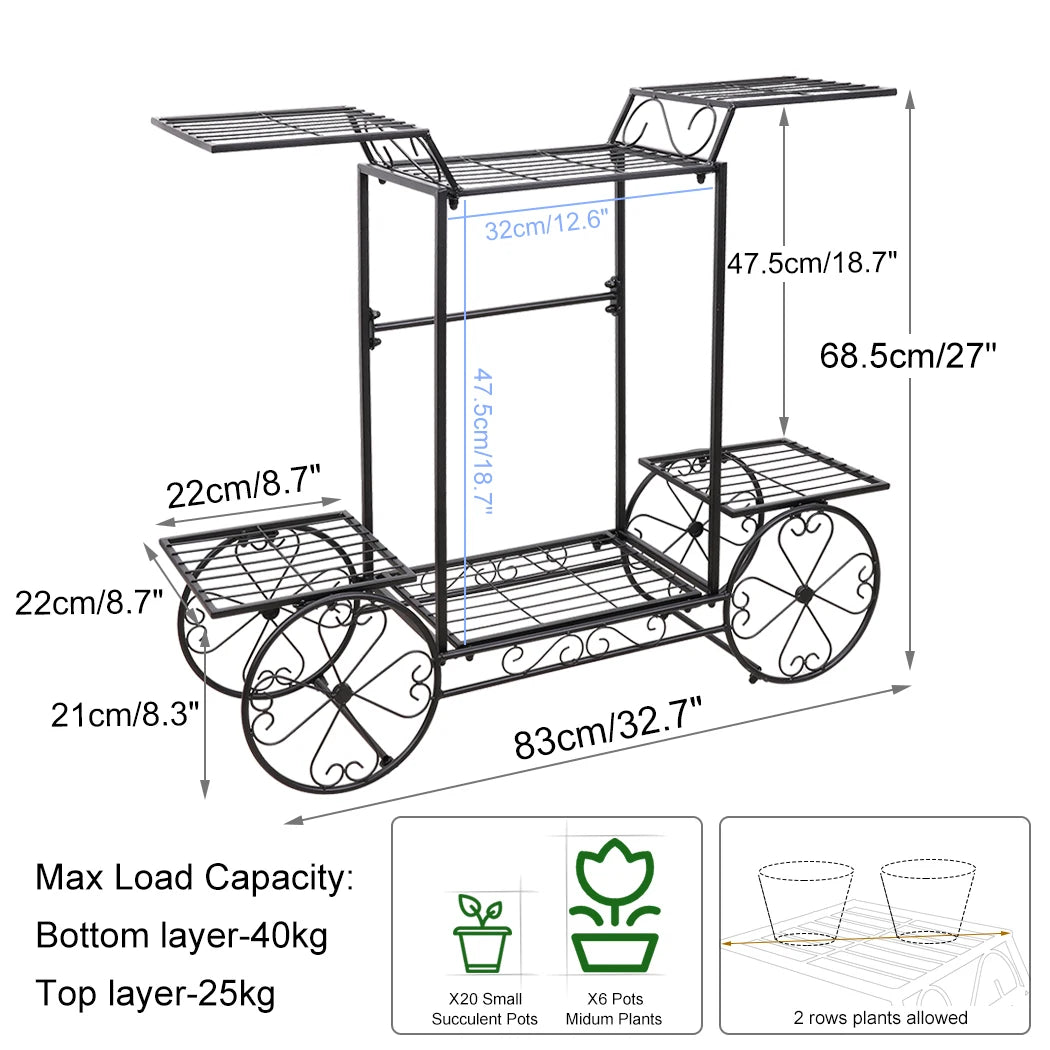 Metal Plant Stand Indoor 6 Tier Garden Cart