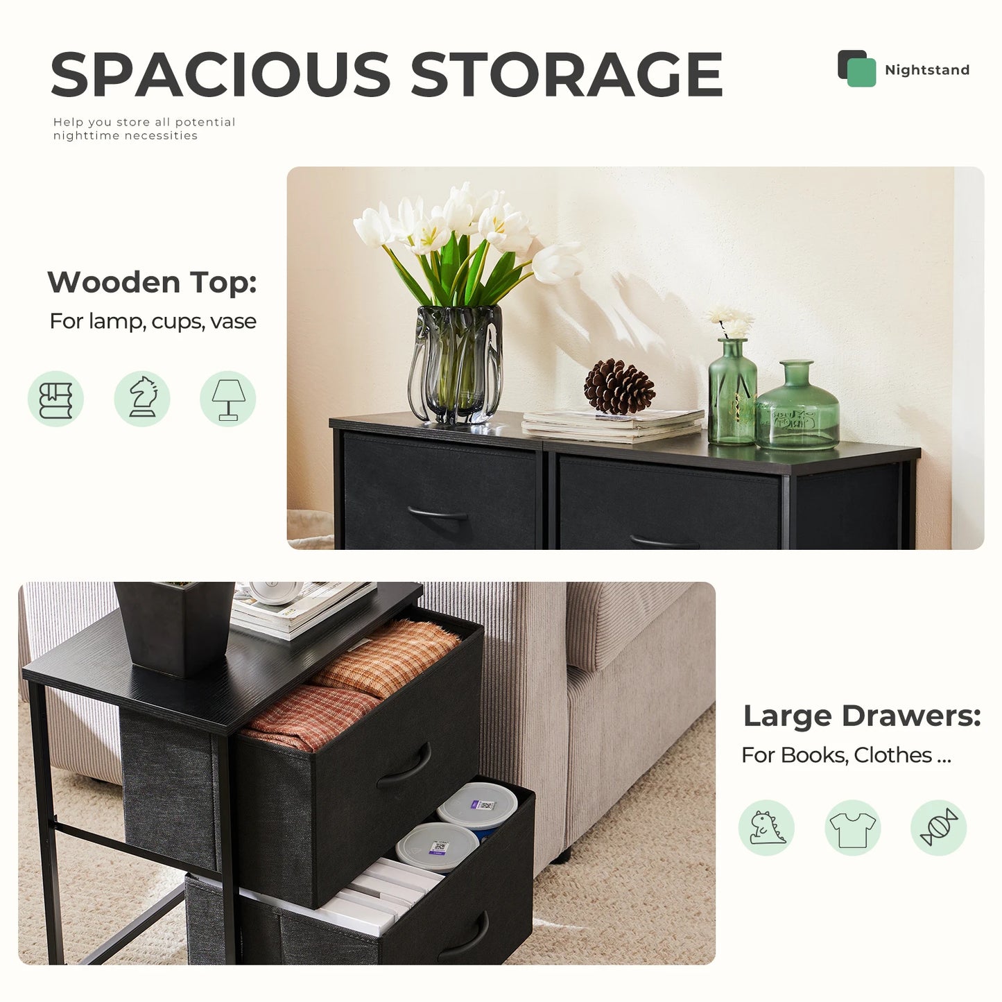 Living Room Cabinet Layers Set of 2 Fabric Drawers