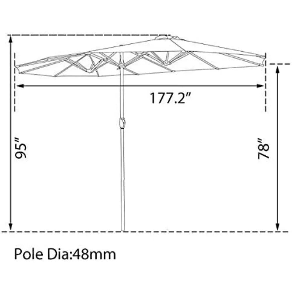 Double-Sided Market Patio Outdoor Umbrella, 15 Feet