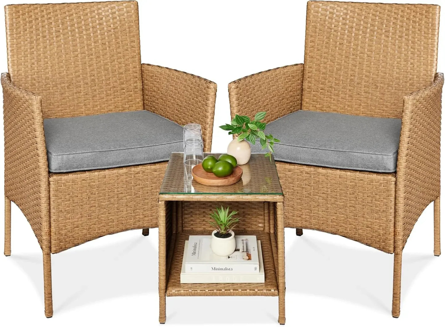 3-Piece Outdoor Wicker Conversation Bistro Set