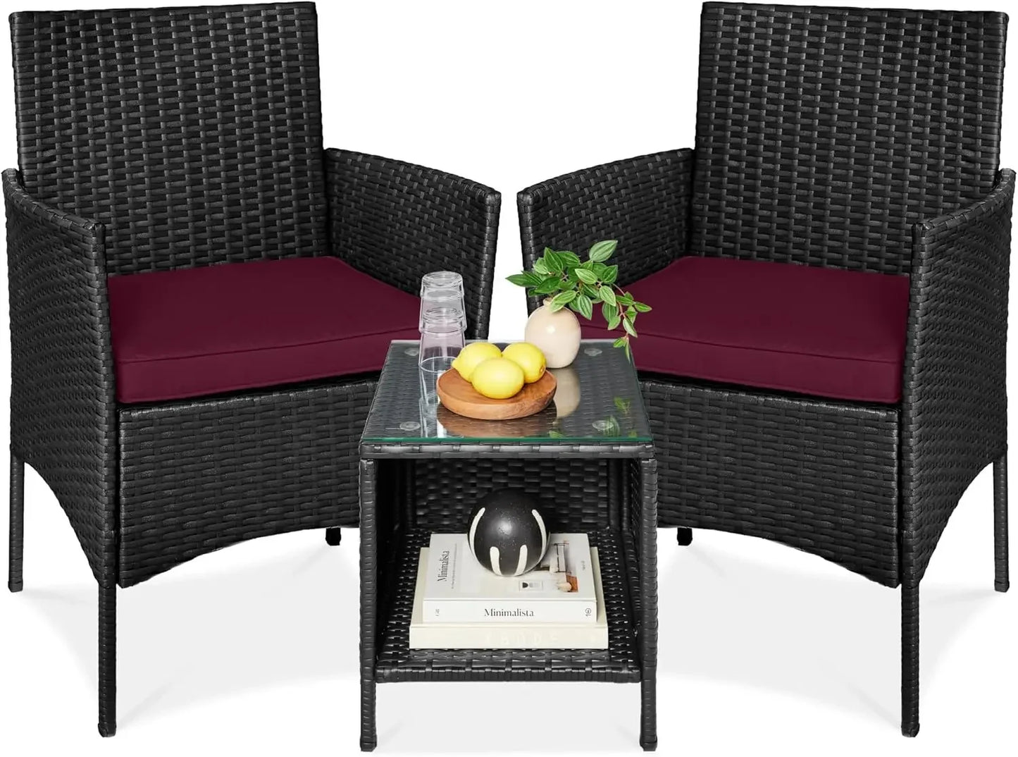 3-Piece Outdoor Wicker Conversation Bistro Set