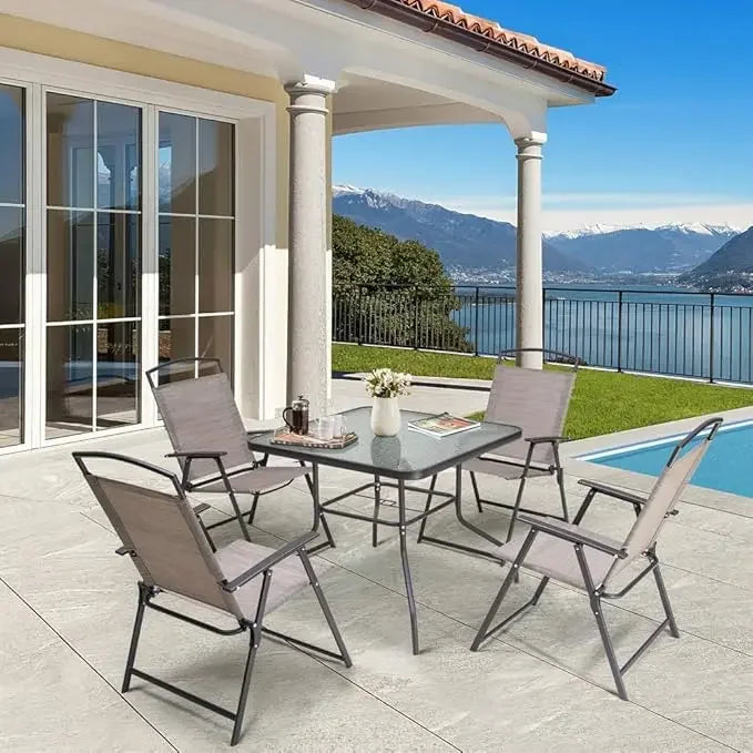 Outdoor Table and Chairs Set,4 X Grey