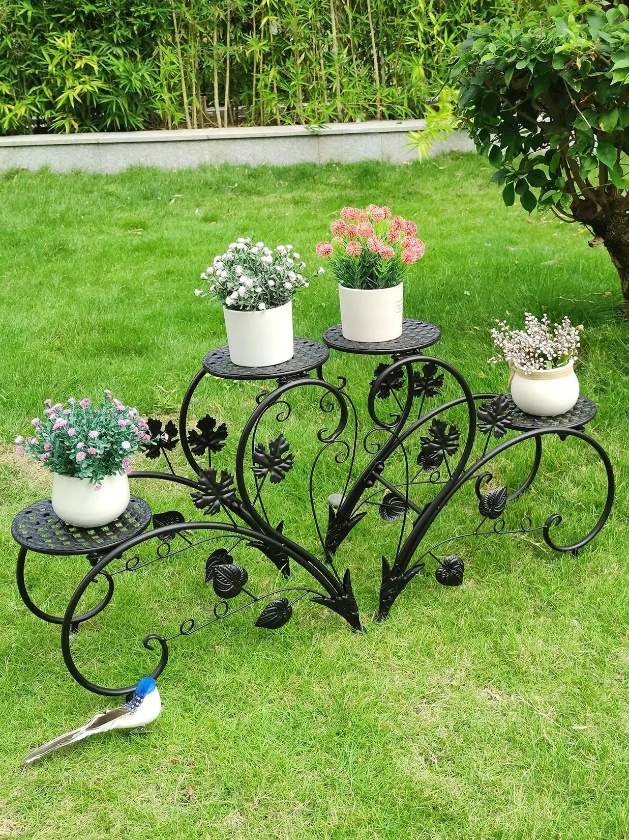 2PCS Rustproof Metal Plant Stand 4 Potted Flower