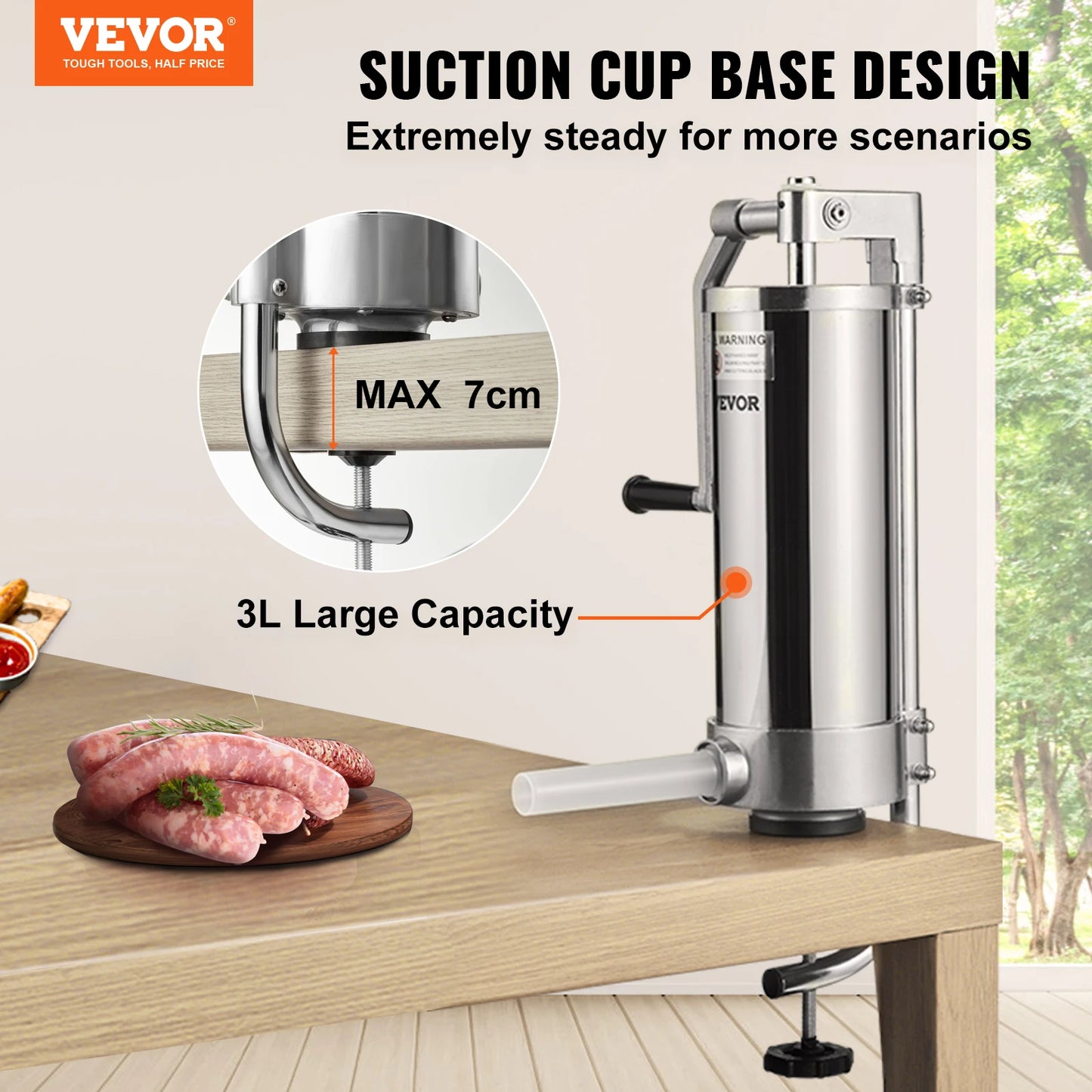 1.5/3L Capacity Vertical Sausage Stuffer