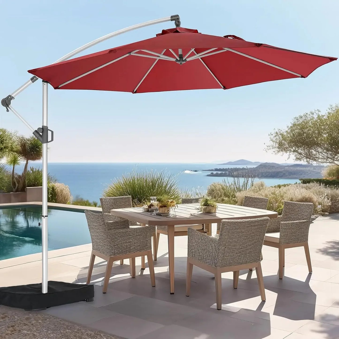 10ft Offset Patio Umbrella with Base