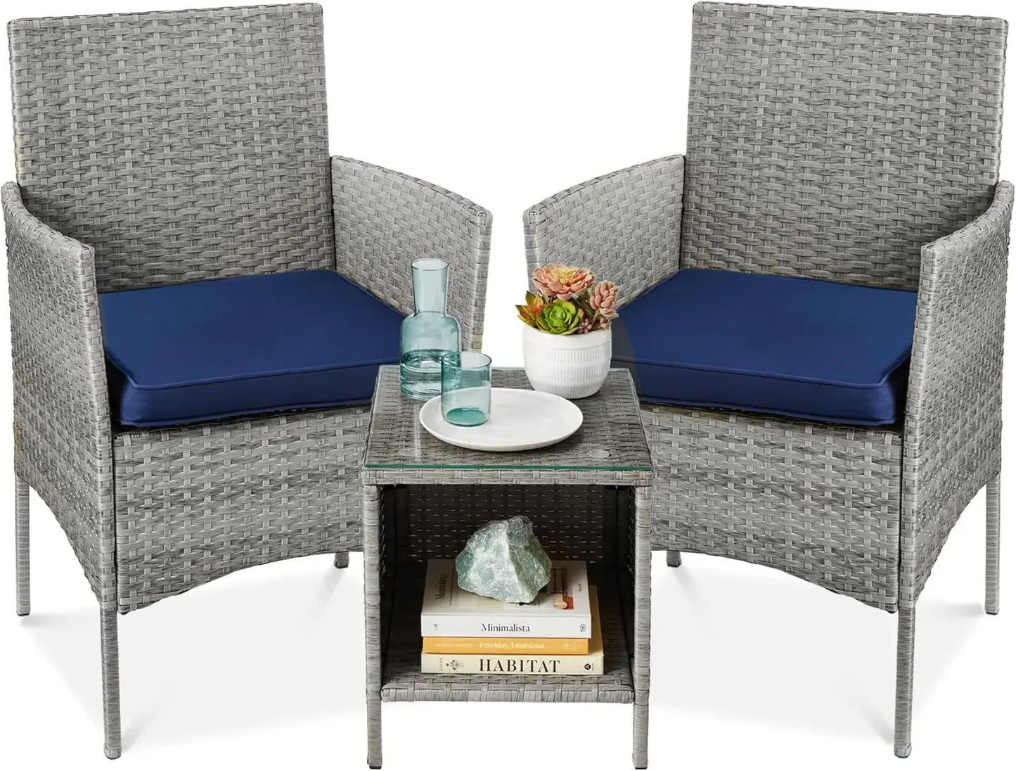 3-Piece Outdoor Wicker Conversation Bistro Set