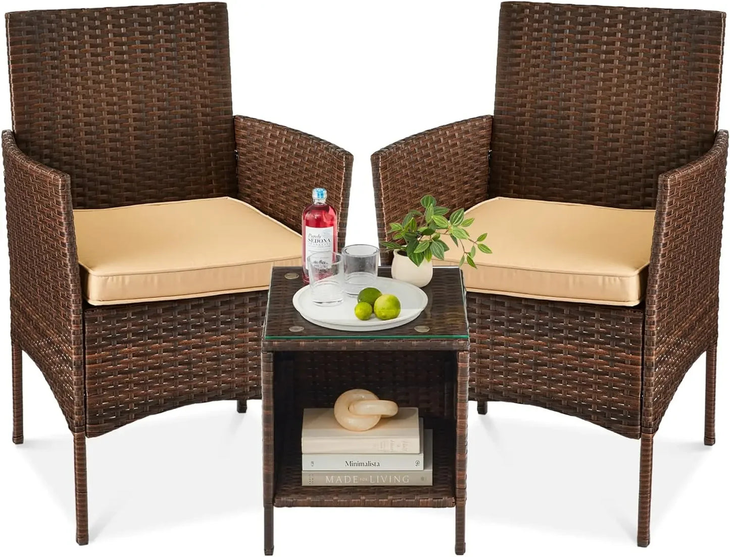 3-Piece Outdoor Wicker Conversation Bistro Set