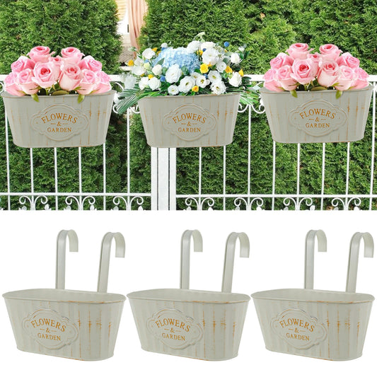 3/6Pcs Hanging Flower Pots Metal Iron Wall Planter