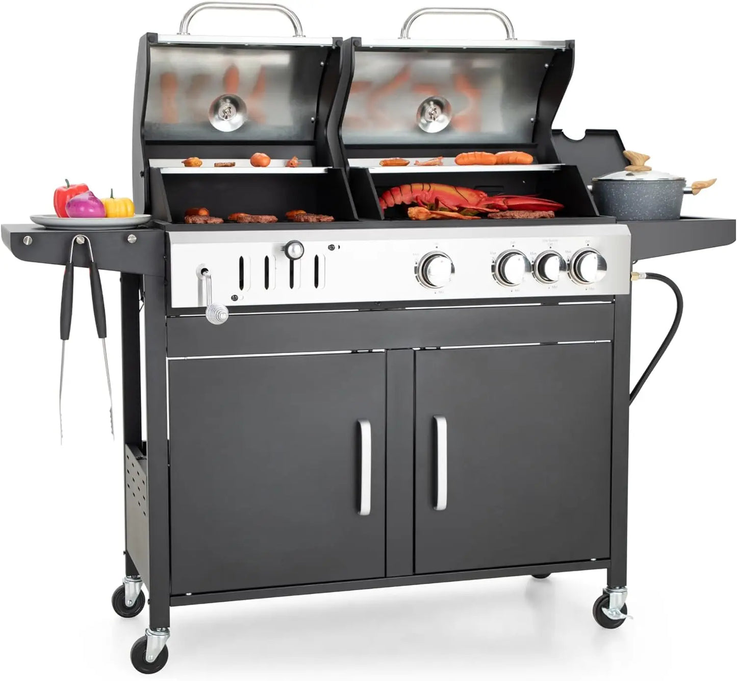 BBQ Grill Propane Gas Grill and Charcoal Grill Combo