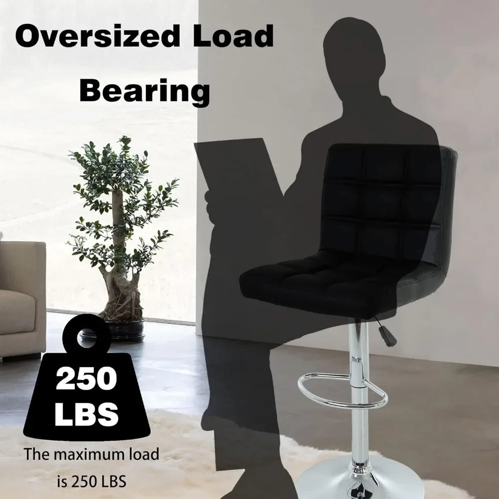 Bar Stool Set of 2 Barstools Height Adjustable