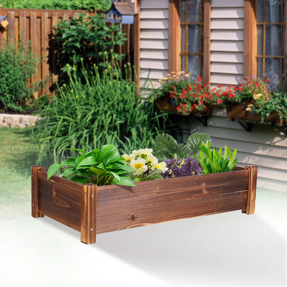 Raised Garden Bed Large Wooden Planter Garden Boxes Elevated Plant Box Vegetable Flower Growing Bed