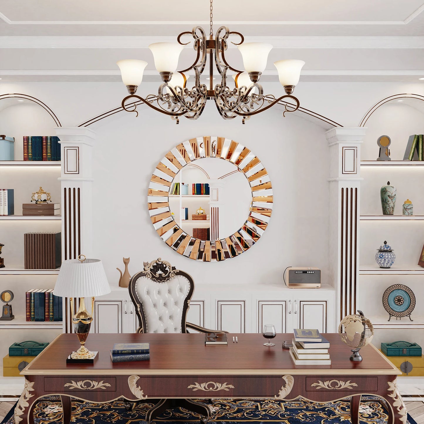 Decorative Mirrors Round Sunburst  Beveled Edge