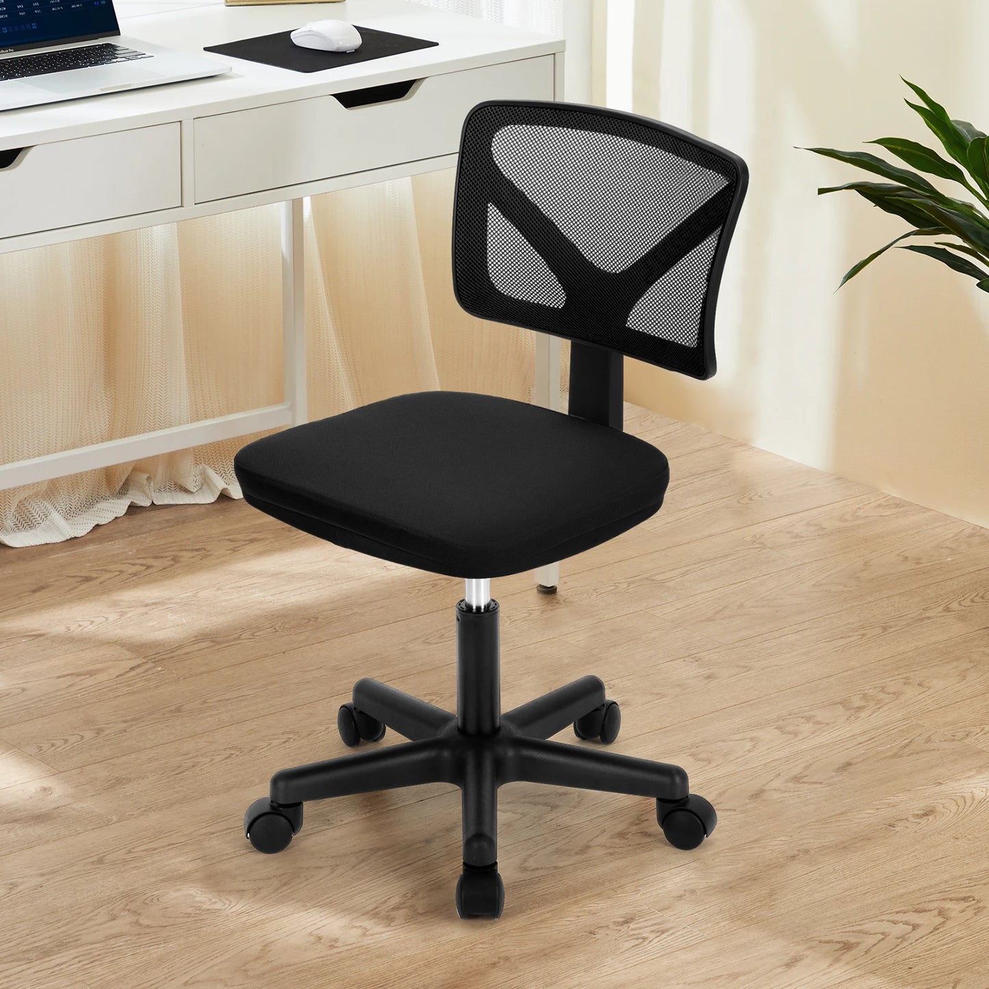 Mesh with Lumbar Support Armless Office Chair Low Back