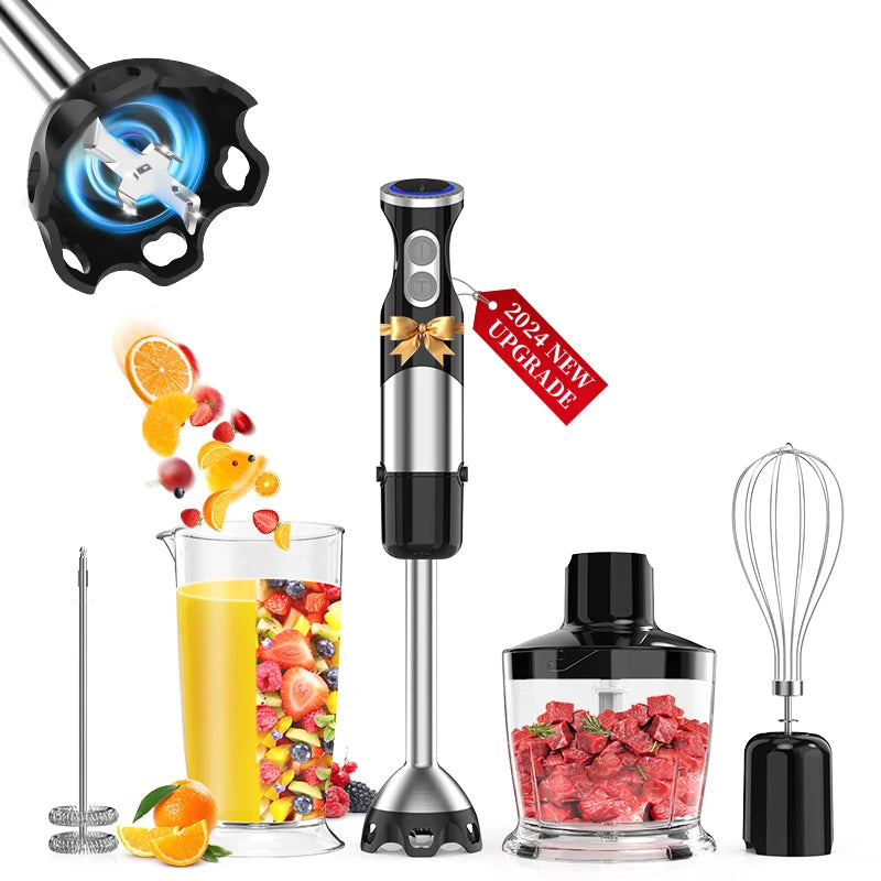 Immersion Blender 5-in-1 Handheld Blender - 1100-watt scratch-resistant blending stick for shakes, purees and smoothies