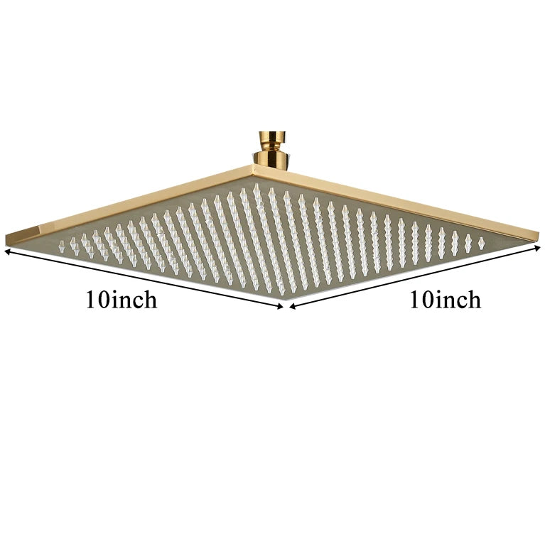 Bathroom LED Thickened Brass Head Shower Square