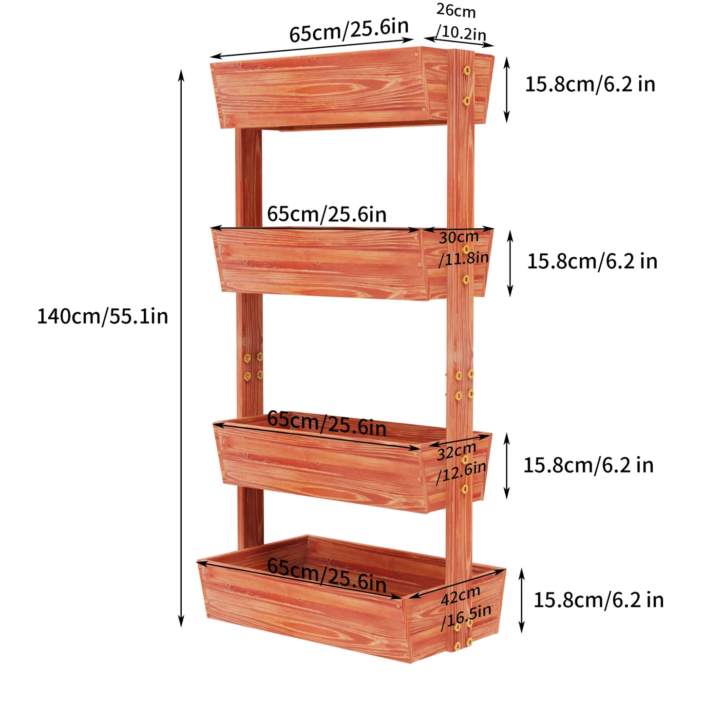 4-Tier Raised Garden Bed, Vertical Flower Pots Rack-Detachable Ladder