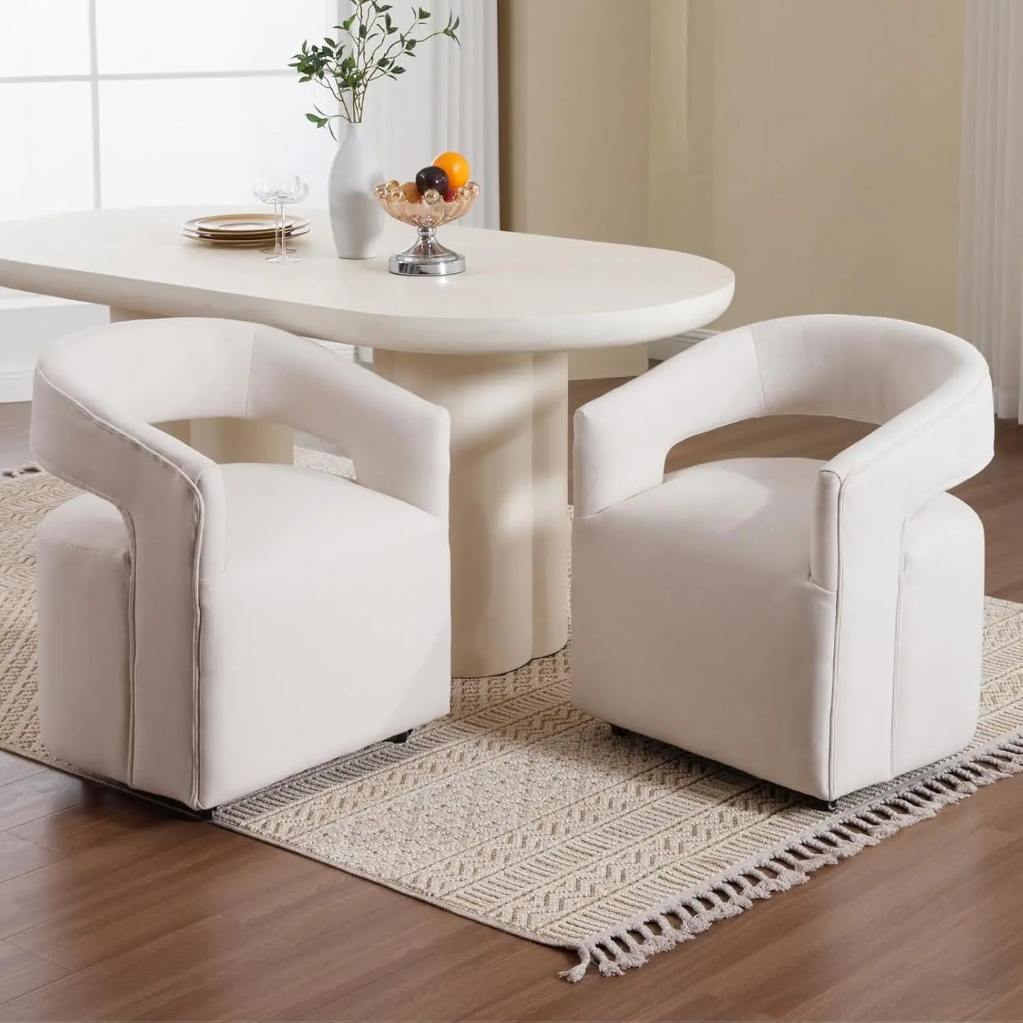 Linen Dining Room Chairs Set of 2 Modern Swivel  Chairs