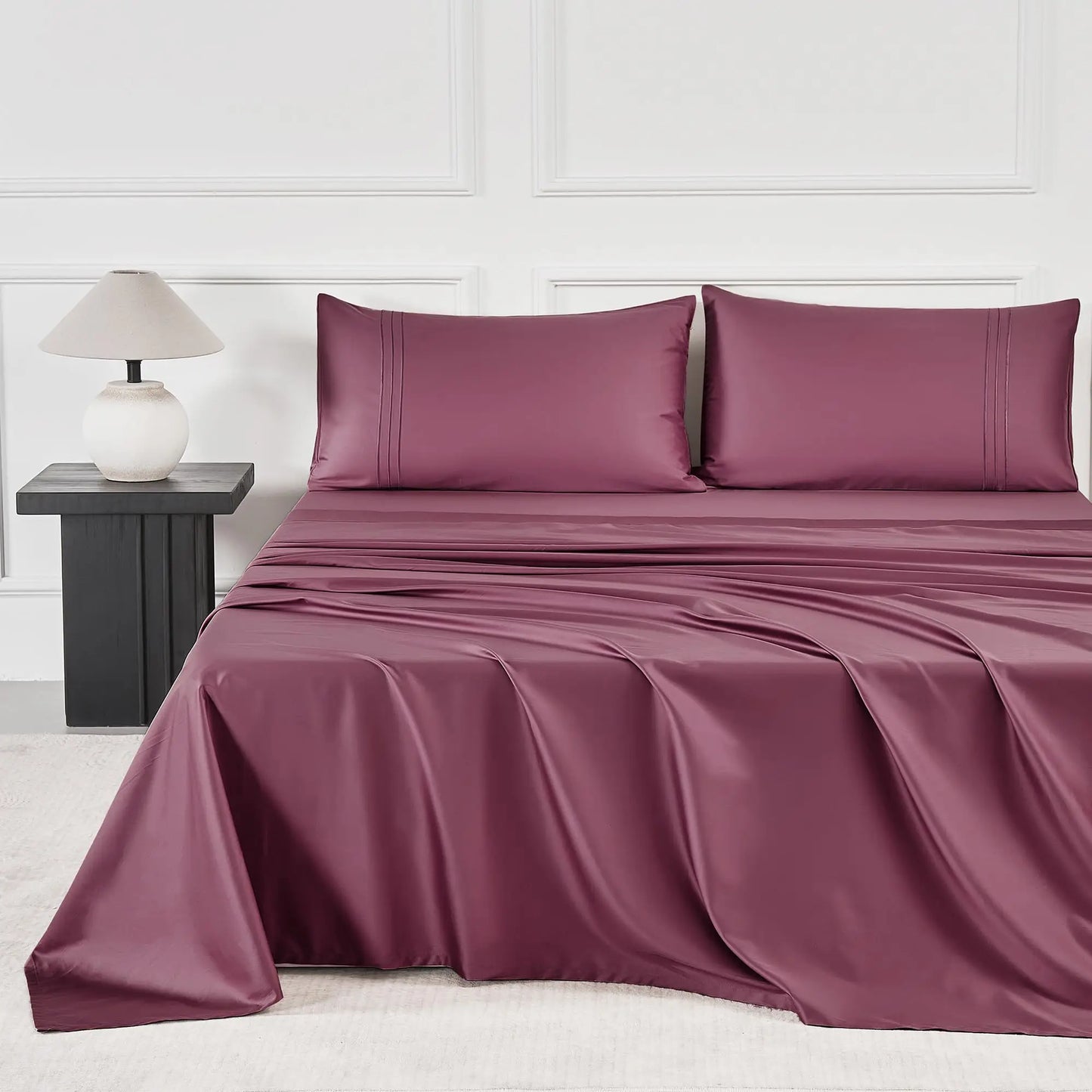 JELLYMONI 400 Thread Count 100% Cotton Sateen Sheet Sets, Extra Soft Bedding Cooling Sheets - 16" Deep Pockets Bed Set