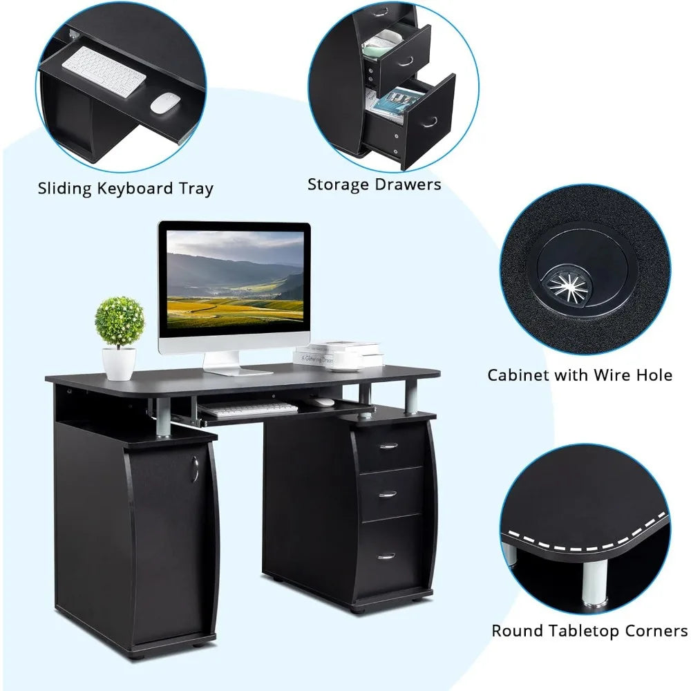 Computer Desk with Drawers & Storage Cabinet