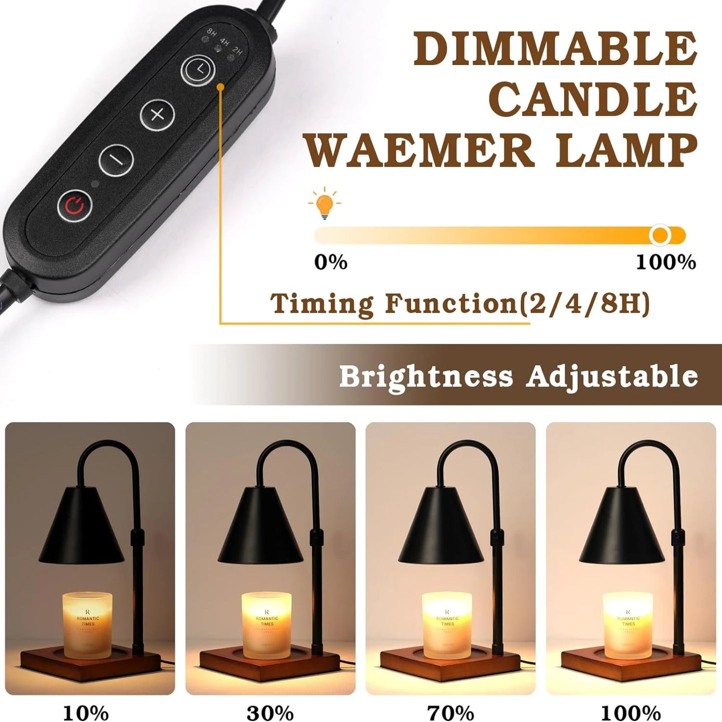 Metal Candle Warmer Lamp with Adjustable Timer and Dimmer - Stylish Modern Home Ambiance Enhancer for Bedroom Decor and Mom's Ho