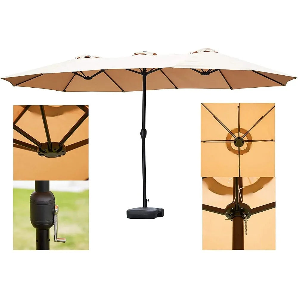 Double-Sided Market Patio Outdoor Umbrella, 15 Feet