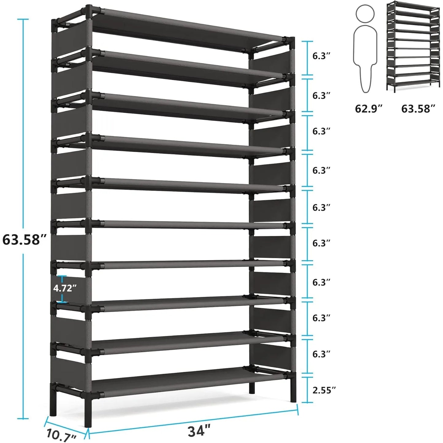 Multi-layer storage Rack, Large Capacity Organizer,