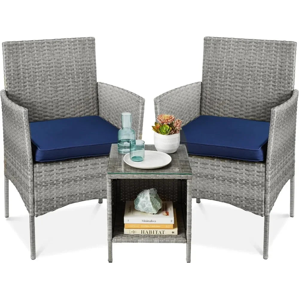 3-Piece Outdoor Wicker Conversation Bistro Set