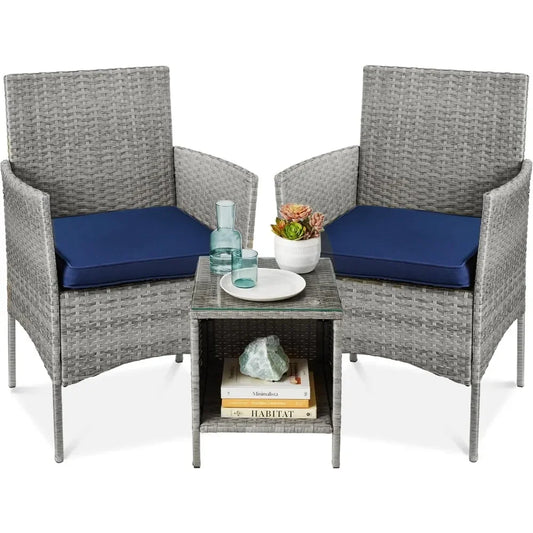 3-Piece Outdoor Wicker Conversation Bistro Set