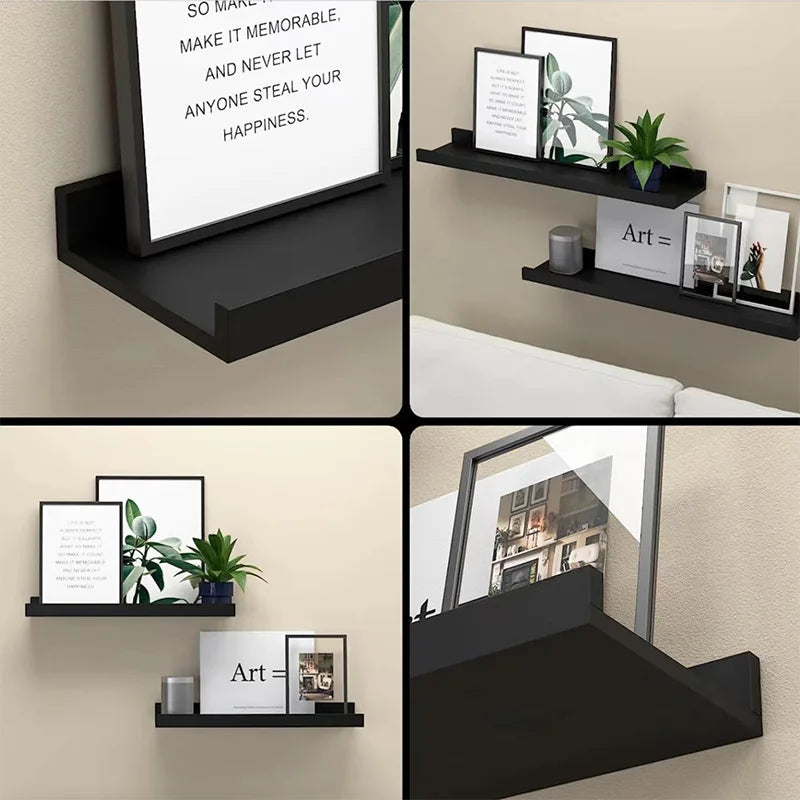 6 pieces wall hanging TV wall Mezzanine bedroom living room Solid wood partition wall Honor wall display stand black