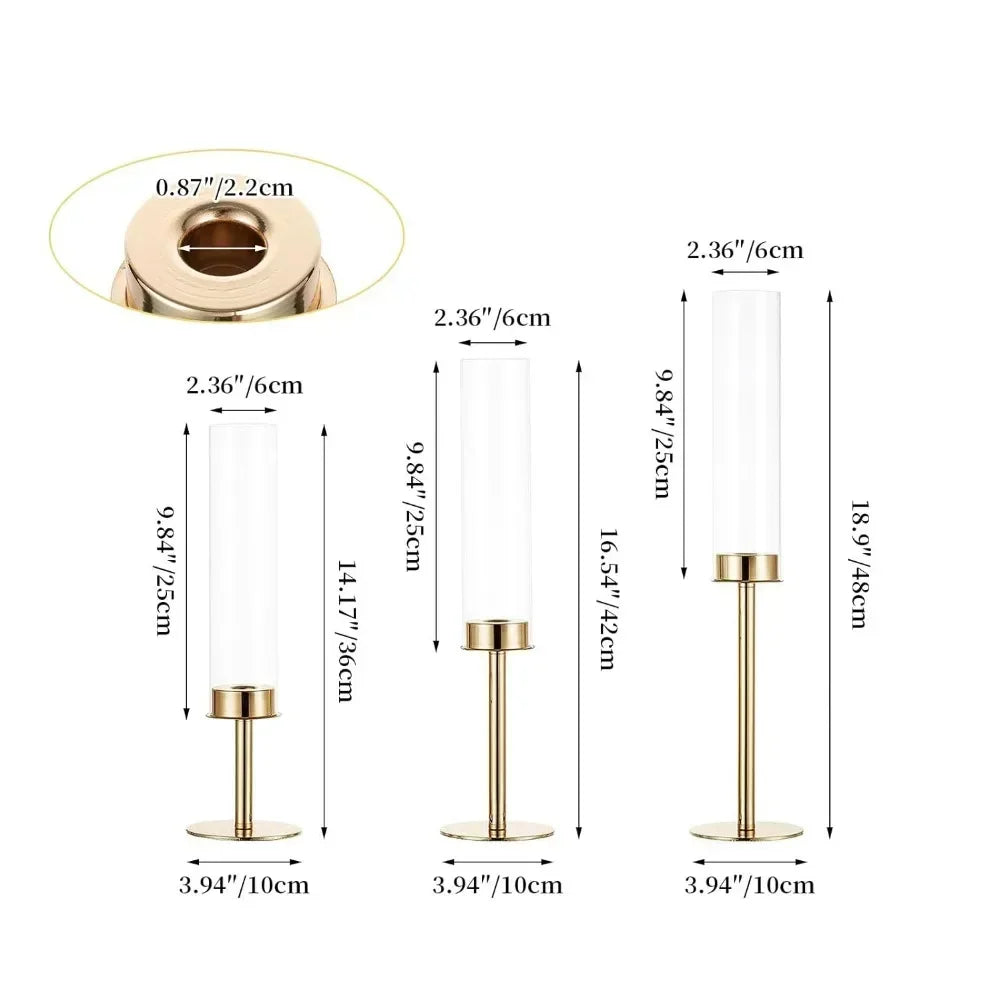 Gold Hurricane Candle Holder,Modern