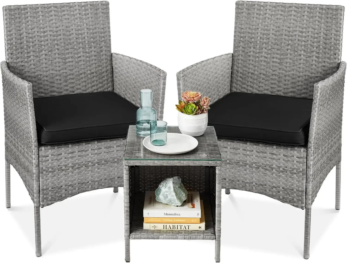 3-Piece Outdoor Wicker Conversation Bistro Set