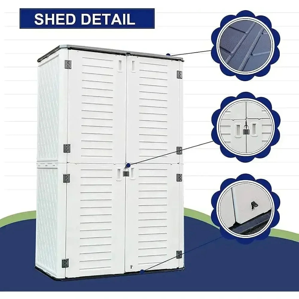 Polyethylene Outdoor Storage Cabinet, Vertical Storage Shed