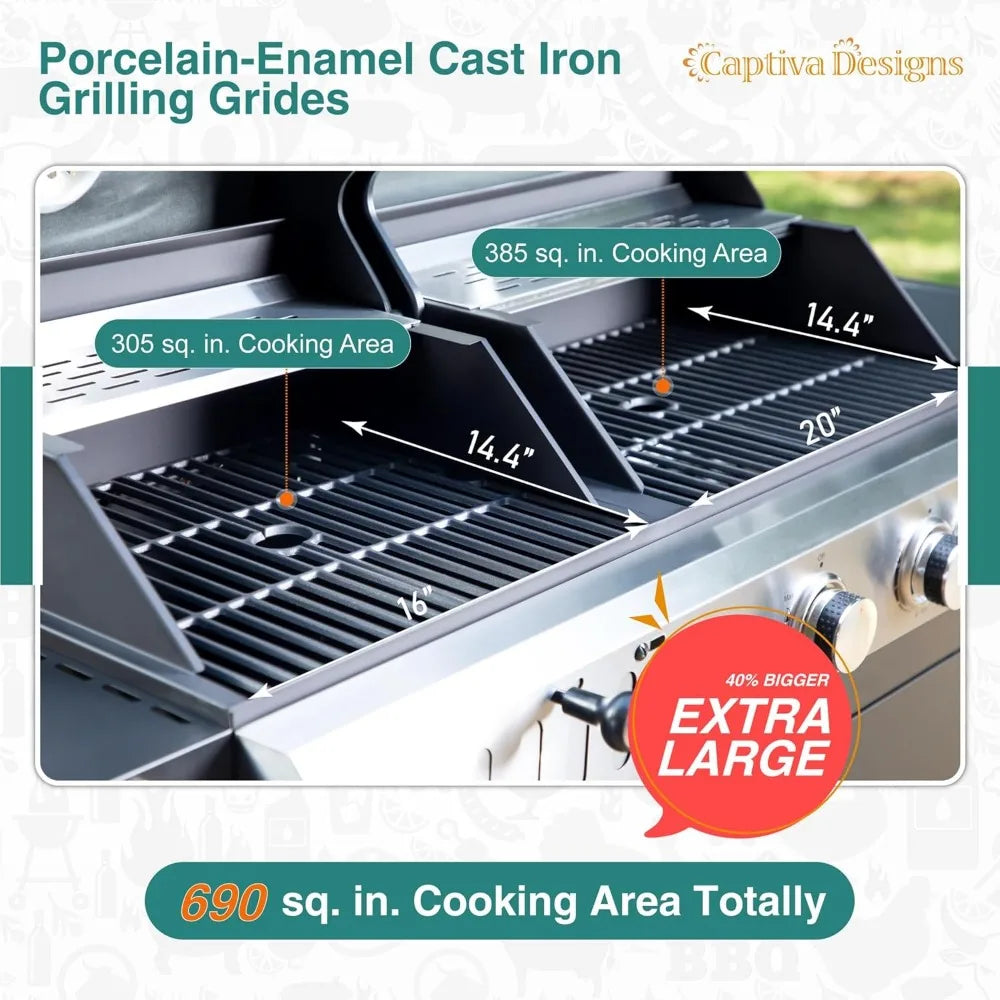 BBQ Grill Propane Gas Grill and Charcoal Grill Combo