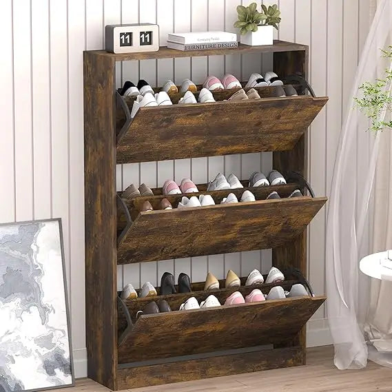 Shoe Cabinet with 3 Flip Drawers