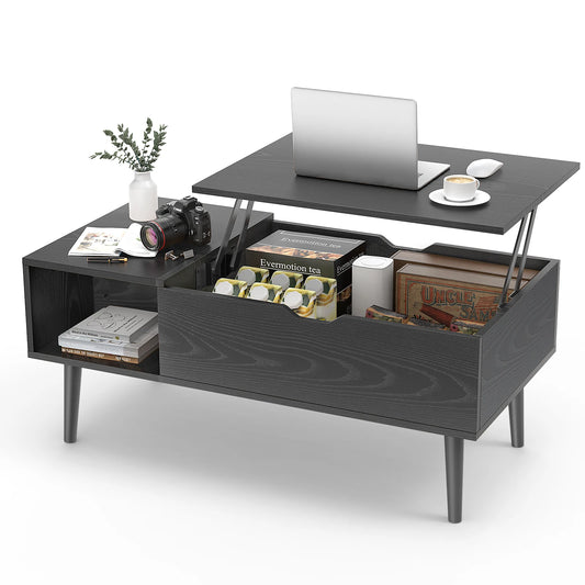 JHK Lift Top Coffee Tables For Living Room 39.37"x19.7" Desk Tea Wood Dining Tables Adjustable Storage Shelf Easy Lift Or Lower