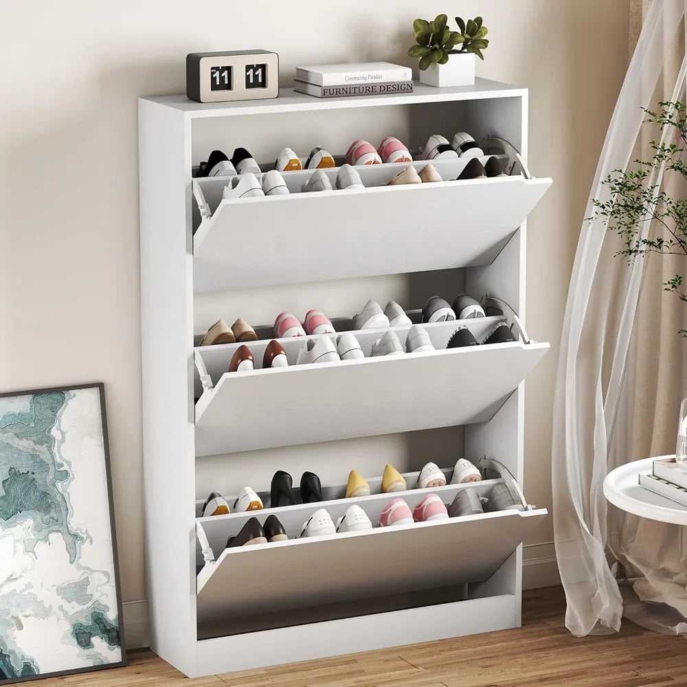 Shoe Cabinet with 3 Flip Drawers