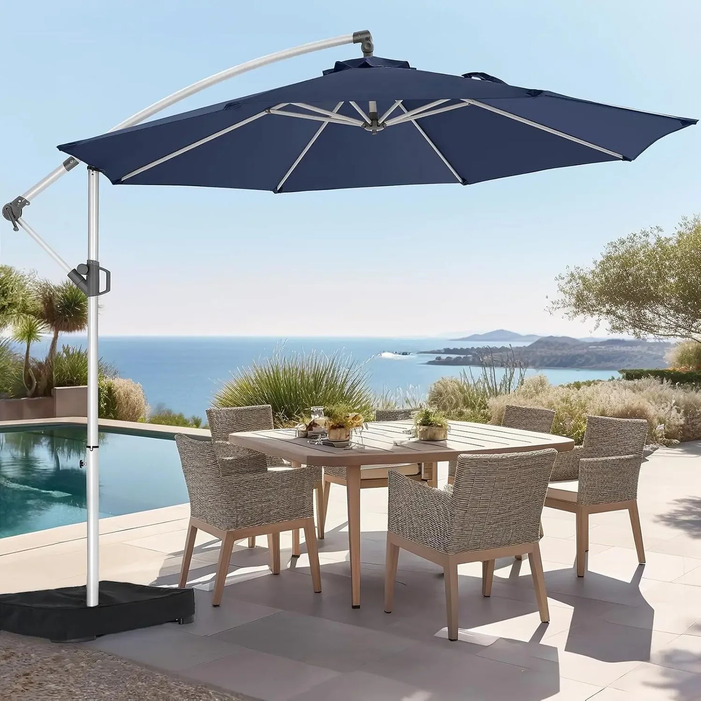 10ft Offset Patio Umbrella with Base