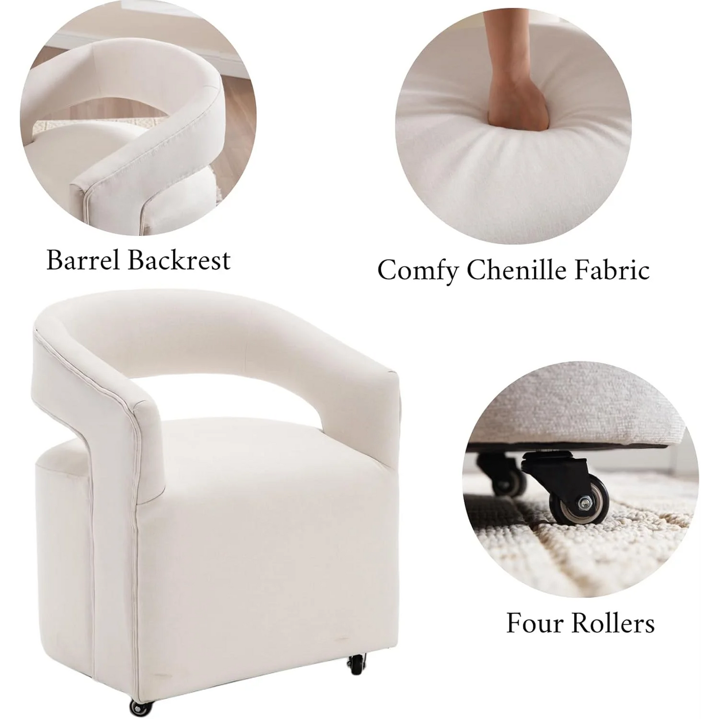 Linen Dining Room Chairs Set of 2 Modern Swivel  Chairs