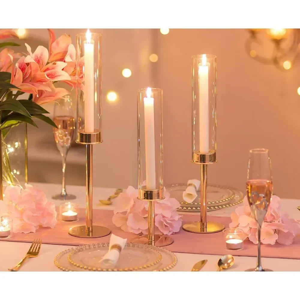 Gold Hurricane Candle Holder,Modern