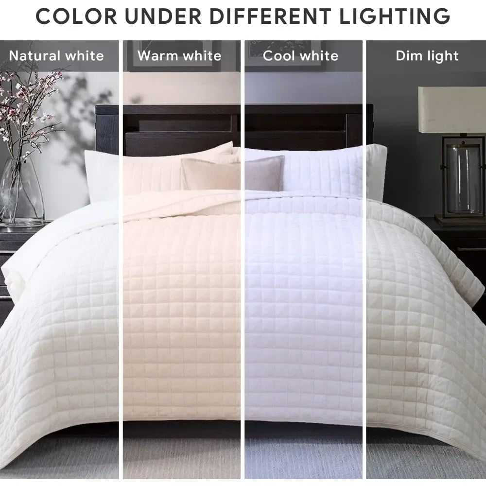 Velvet Quilt Set King Size, Lightweight Comforter Set, Oversized Bedspread Quilted Set, with 2 Matching Pillow Shams,Cream White