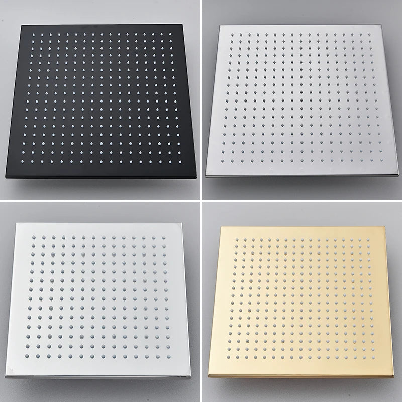 Bathroom LED Thickened Brass Head Shower Square