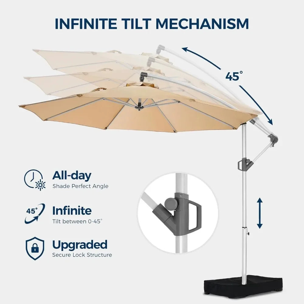 10ft Offset Patio Umbrella with Base