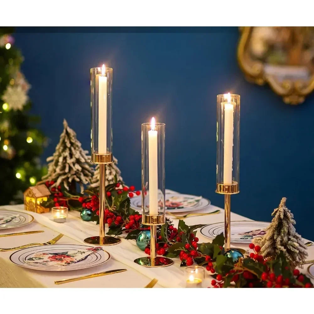 Gold Hurricane Candle Holder,Modern