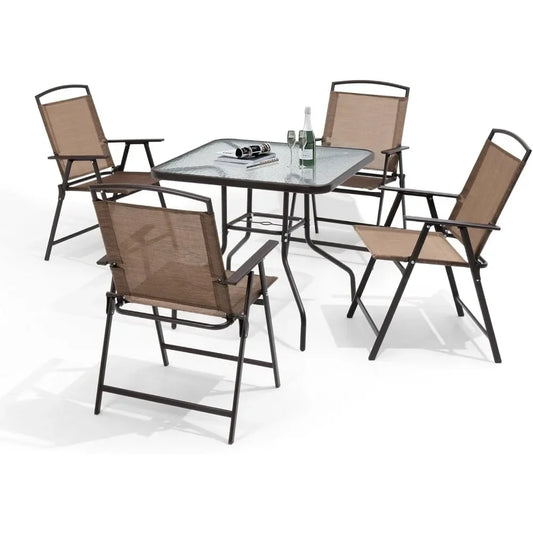 Outdoor Table and Chairs Set,4 X Grey