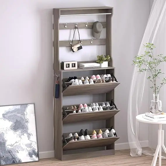 Shoe Cabinet with 3 Flip Drawers