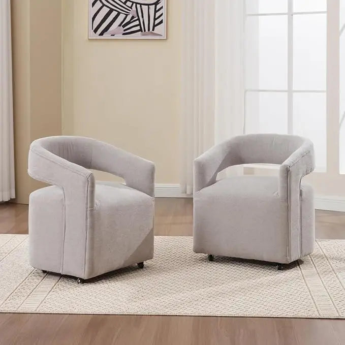Linen Dining Room Chairs Set of 2 Modern Swivel  Chairs