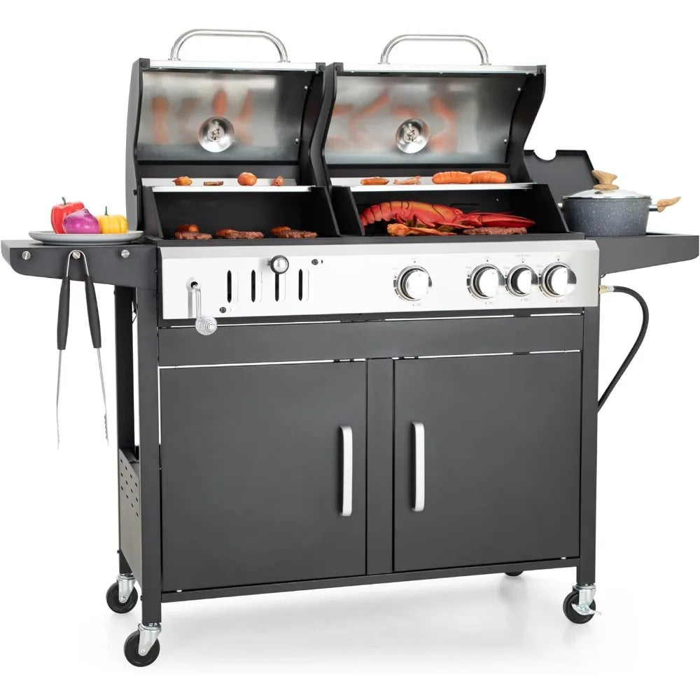 BBQ Grill Propane Gas Grill and Charcoal Grill Combo