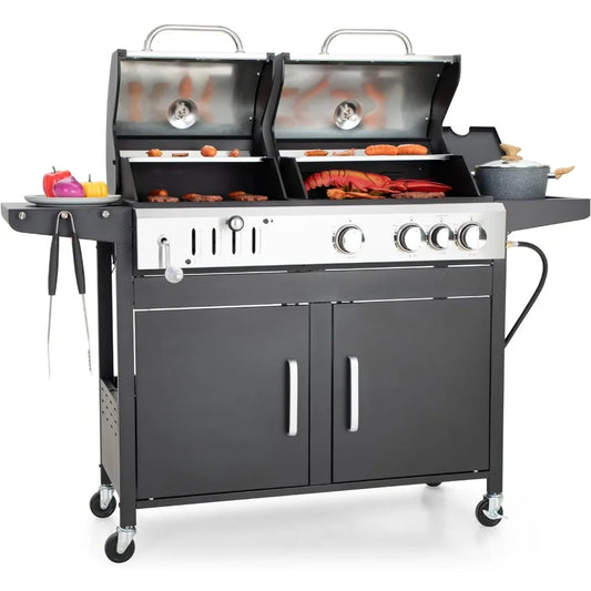 BBQ Grill Propane Gas Grill and Charcoal Grill Combo